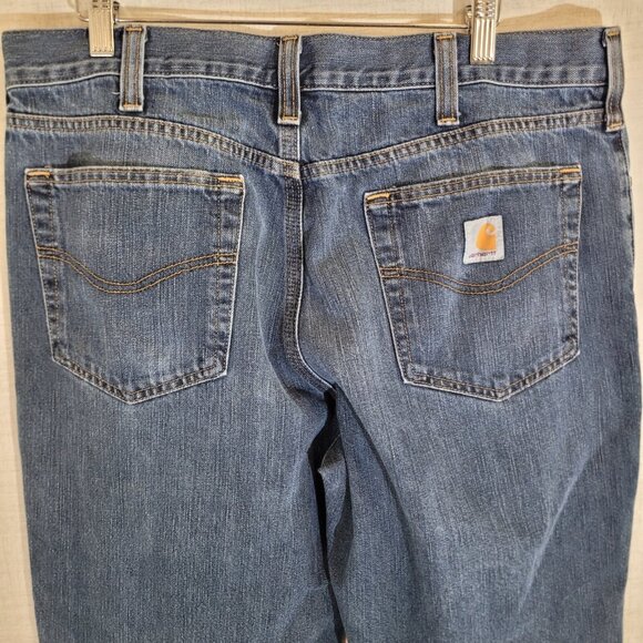 READ Carhartt Jeans Mens 36x32 Blue Relaxed Fit Mid Rise Denim Workwear - Picture 4 of 11